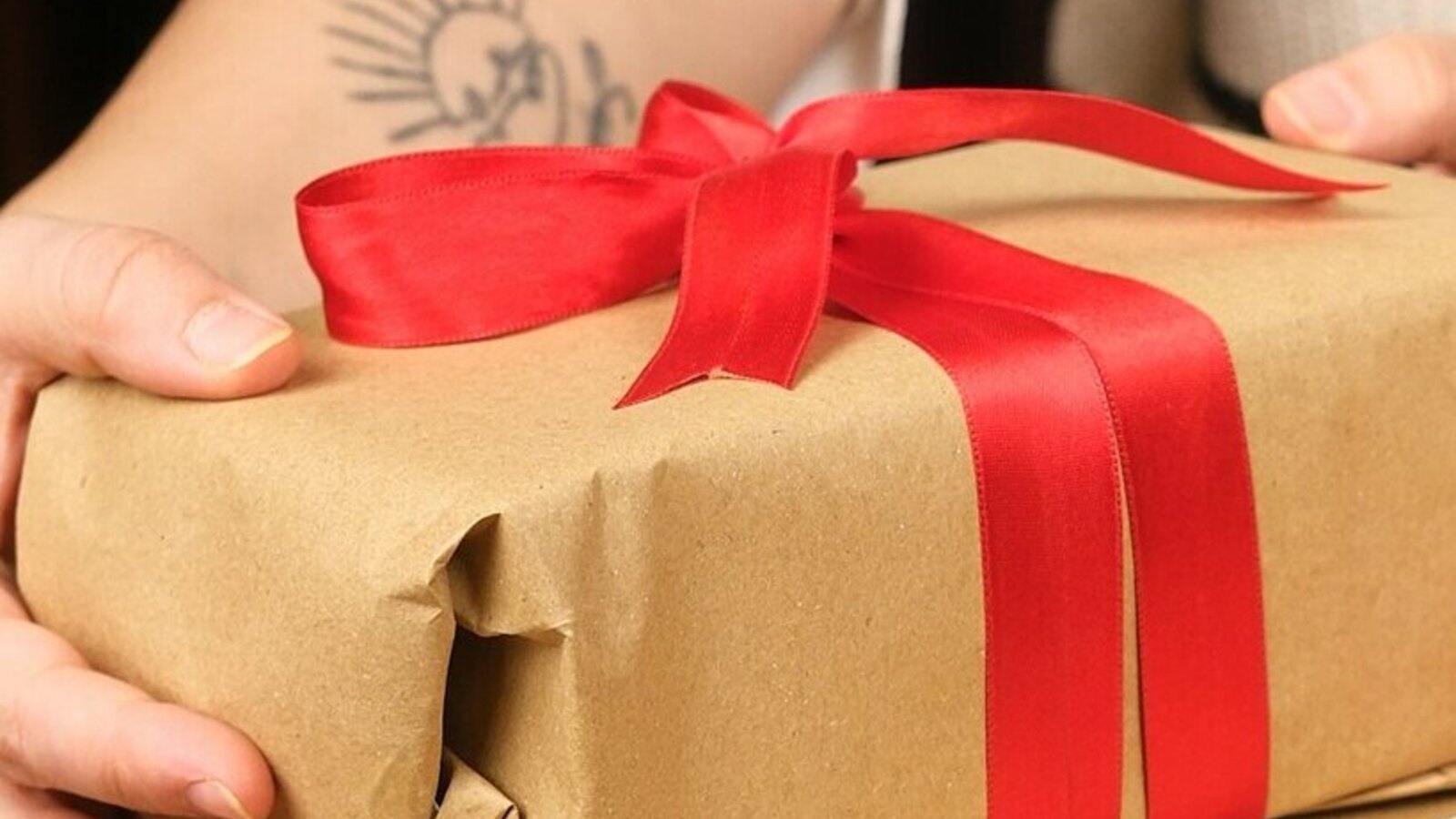 Small gift boxes tied with ribbon